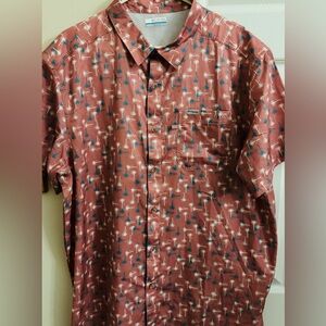Columbia Super Slack Tide Camp Men XL Button Down Shirt Sandalwood Pink Flytime